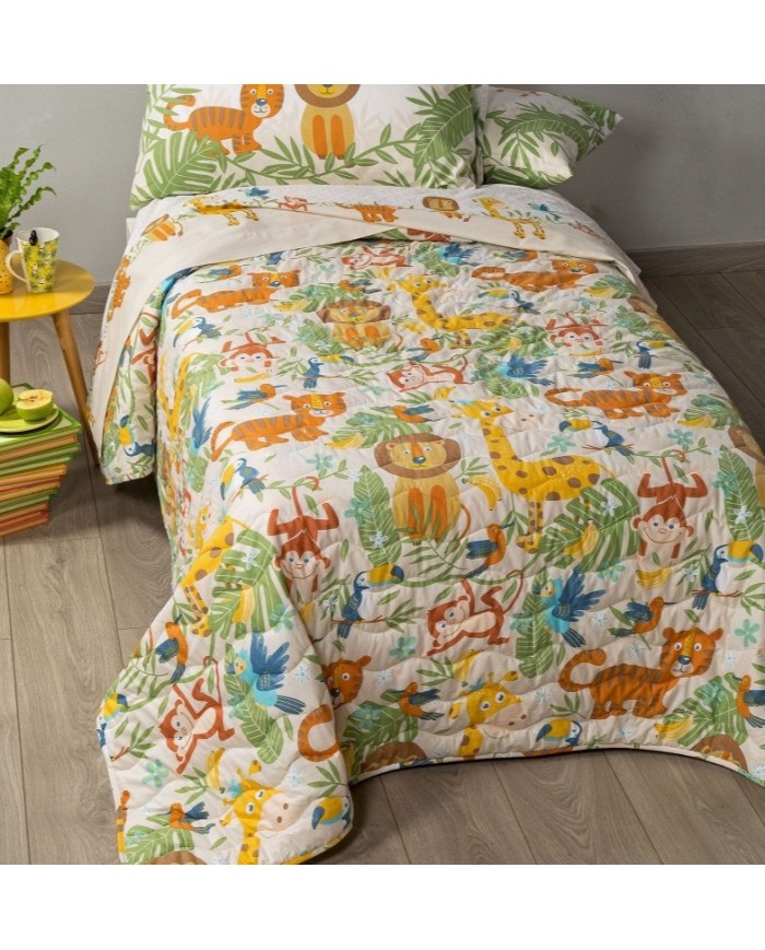 Trapuntino in puro cotone letto singolo Tropical Caleffi