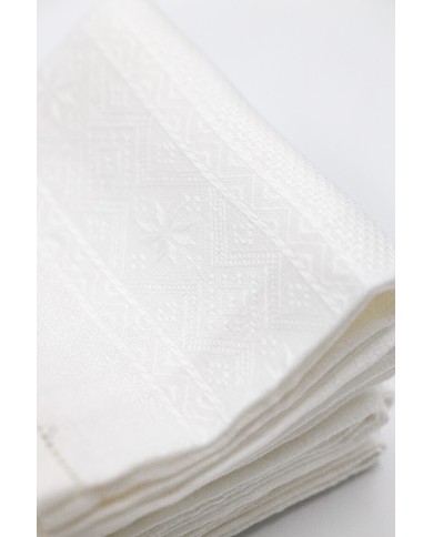 Set di 6 asciugamani viso in puro lino Vittoria modello Diamantina bianco