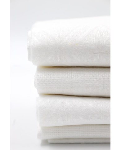 Set di 6 asciugamani viso in puro lino Vittoria modello Diamantina bianco