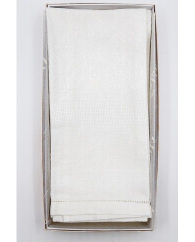 Set di 6 asciugamani viso in puro lino Vittoria modello Diamantina bianco