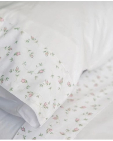 Completo lenzuola matrimoniali in puro cotone Maestri Cotonieri primavera bocciolo