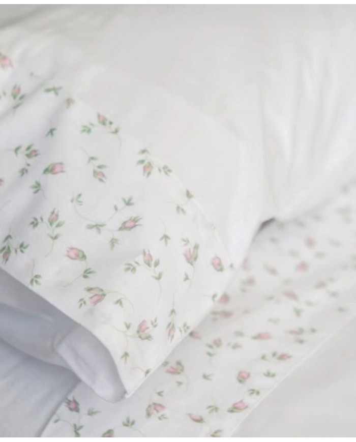 Completo lenzuola matrimoniali in puro cotone Maestri Cotonieri primavera bocciolo