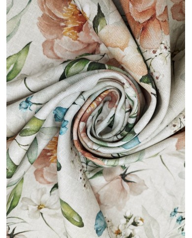 Tessuto al metro panama stampato floreale altezza 280