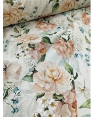 Tessuto al metro panama stampato floreale altezza 280