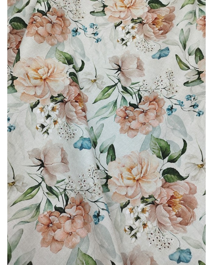 Tessuto al metro panama stampato floreale altezza 280