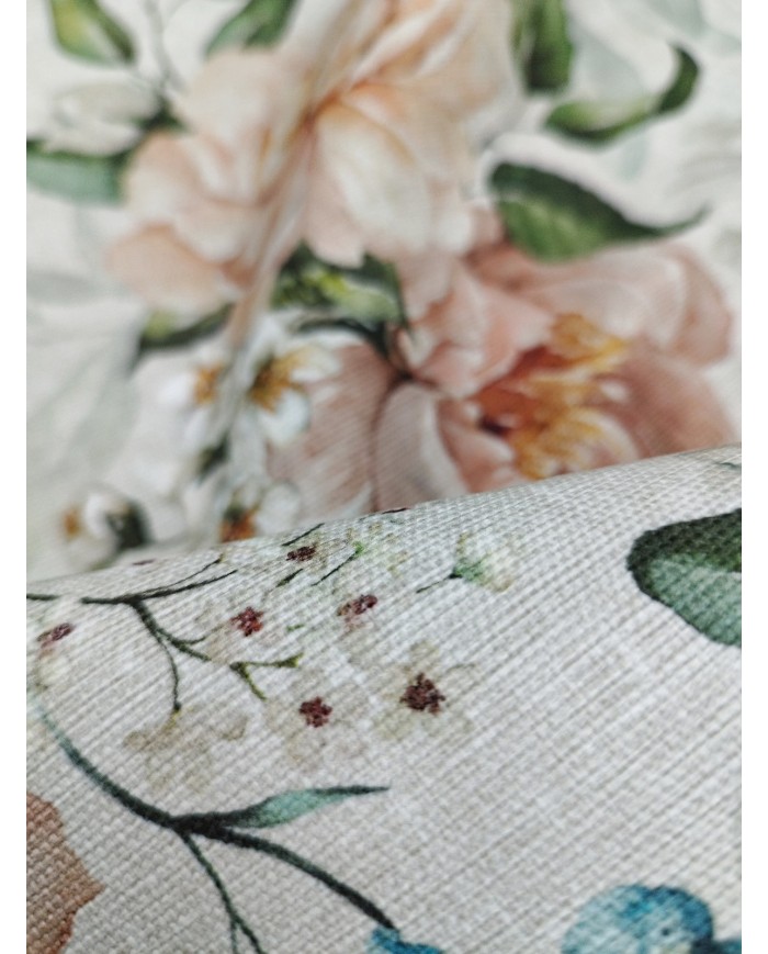 Tessuto al metro panama stampato floreale altezza 280