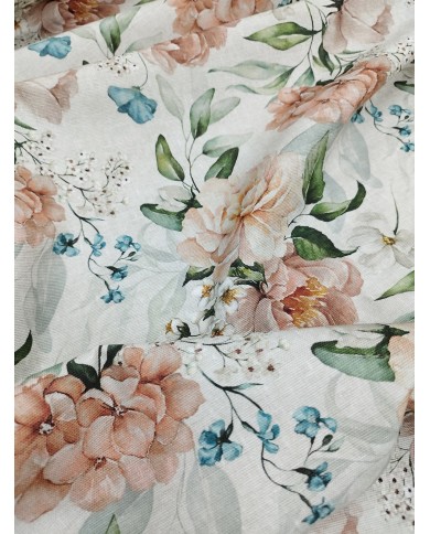 Tessuto al metro panama stampato floreale altezza 280