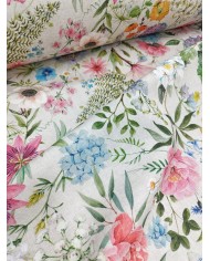 Tessuto al metro panama stampato floreale altezza 280