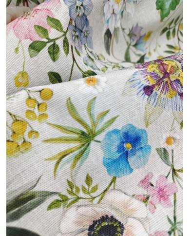 Tessuto al metro panama stampato floreale altezza 280