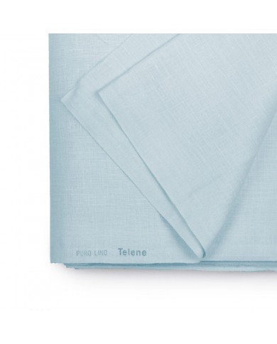 Tessuto al metro puro Lino Telene altezza 70 Celeste