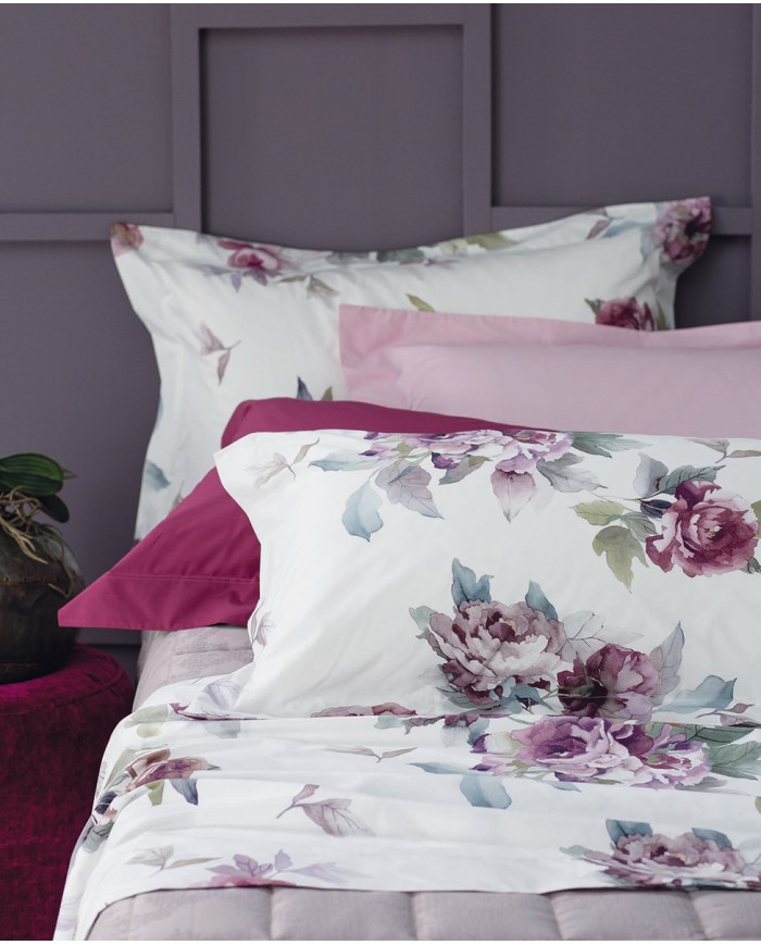 Completo Lenzuola matrimoniale in percalle di puro cotone Hillary Dondi