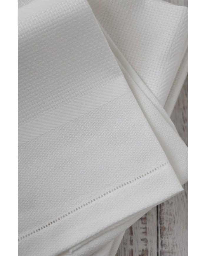 Set di 6 asciugamani viso in fiandra di cotone Manifattura Boccia bianco