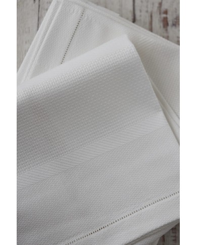 Set di 6 asciugamani viso in fiandra di cotone Manifattura Boccia bianco