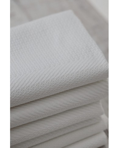 Set di 6 asciugamani viso in fiandra di cotone Manifattura Boccia bianco