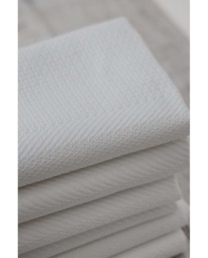 Set di 6 asciugamani viso in fiandra di cotone Manifattura Boccia bianco