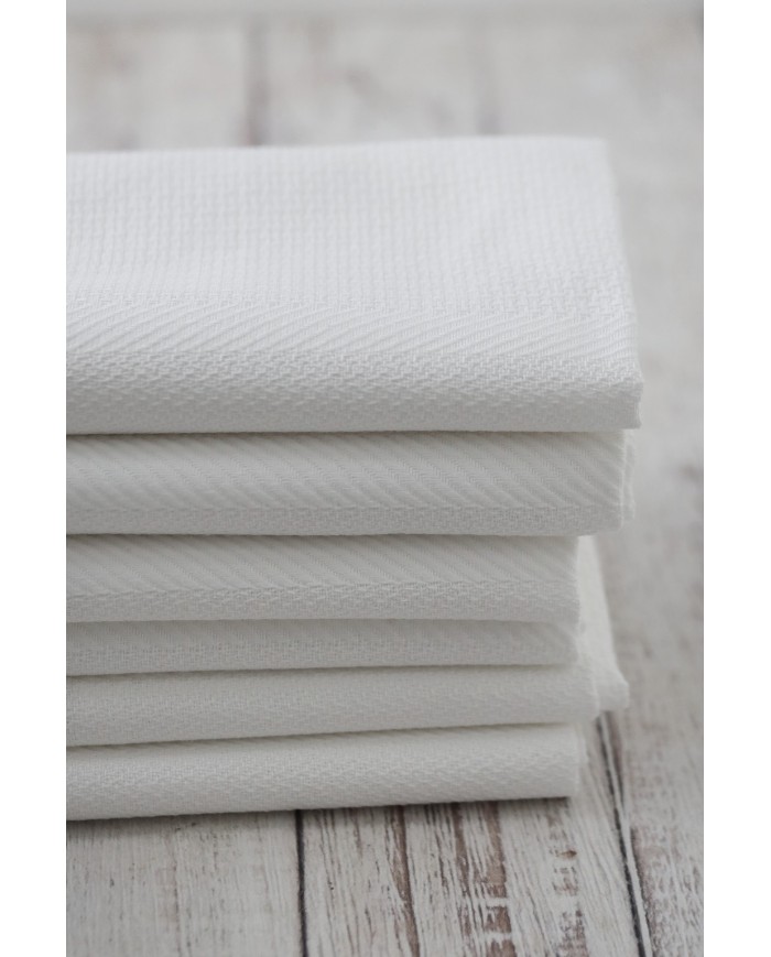 Set di 6 asciugamani viso in fiandra di cotone Manifattura Boccia bianco