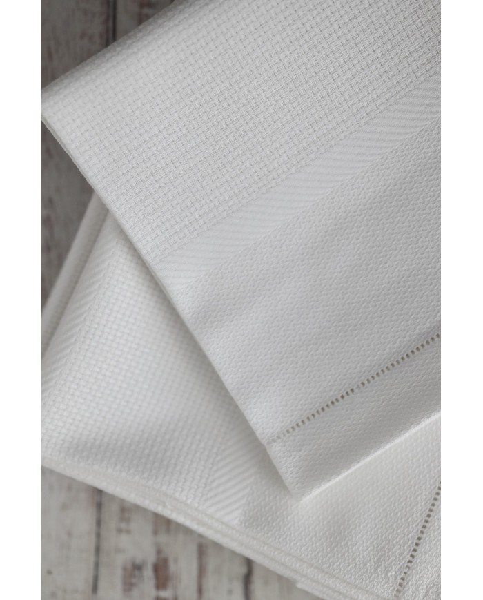 Set di 6 asciugamani viso in fiandra di cotone Manifattura Boccia bianco