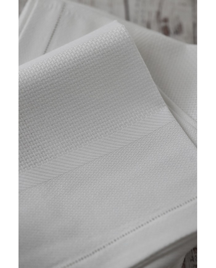 Set di 6 asciugamani viso in fiandra di cotone Manifattura Boccia bianco