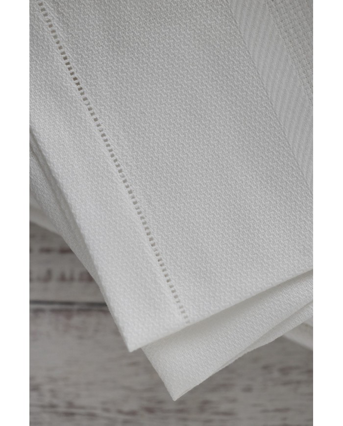 Set di 6 asciugamani viso in fiandra di cotone Manifattura Boccia bianco