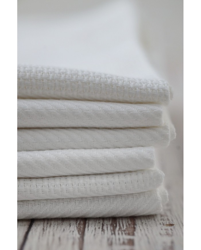 Set di 6 asciugamani viso in fiandra di cotone Manifattura Boccia bianco