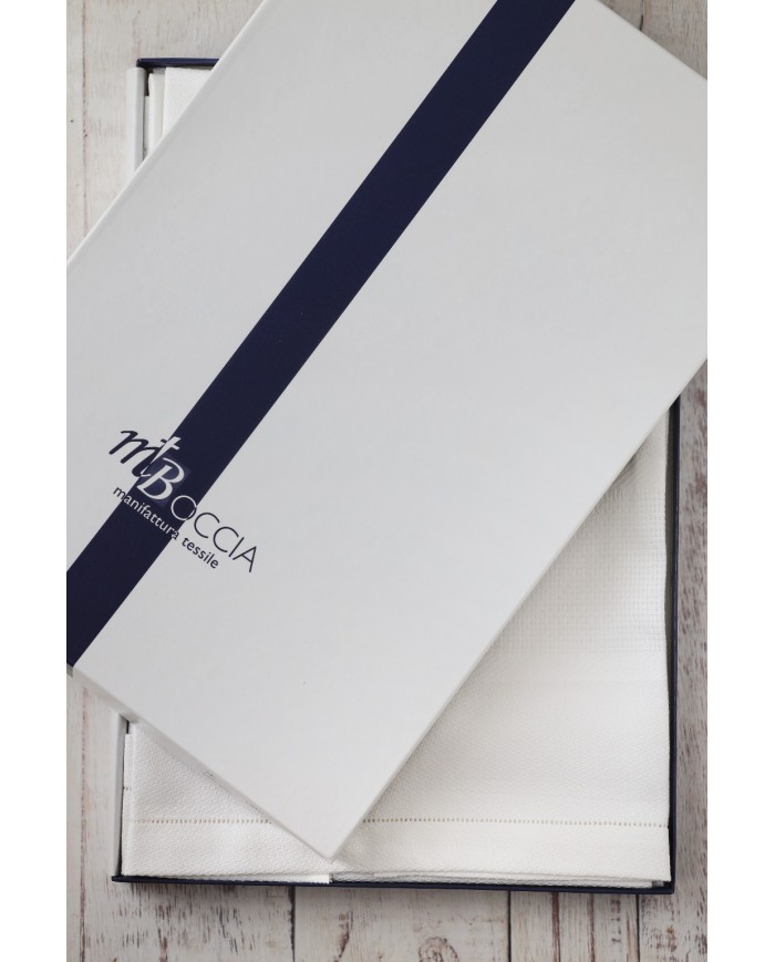 Set di 6 asciugamani viso in fiandra di cotone Manifattura Boccia bianco