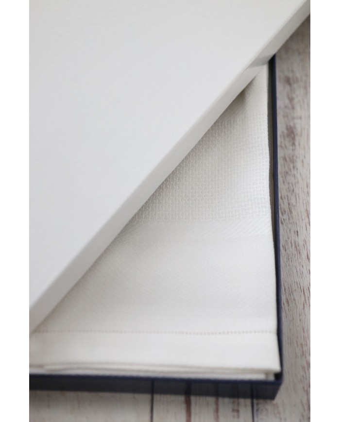 Set di 6 asciugamani viso in fiandra di cotone Manifattura Boccia bianco