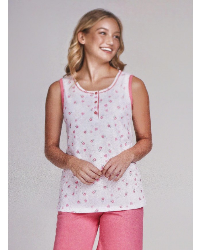 Pigiama donna spalla larga 100% cotone Vilfram 51456