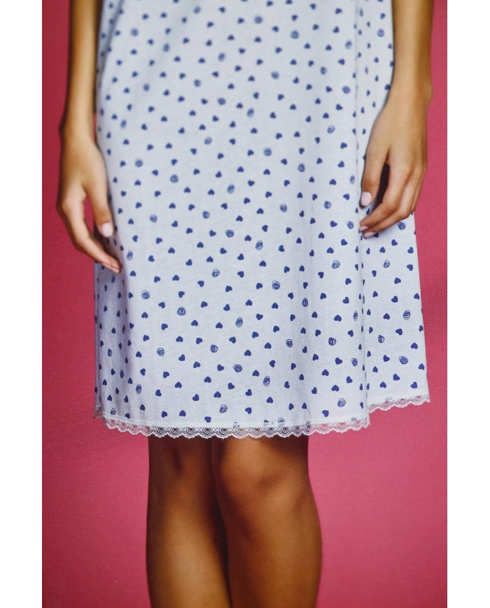 Camicia da notte mezza manica collo serafino Andra 9341