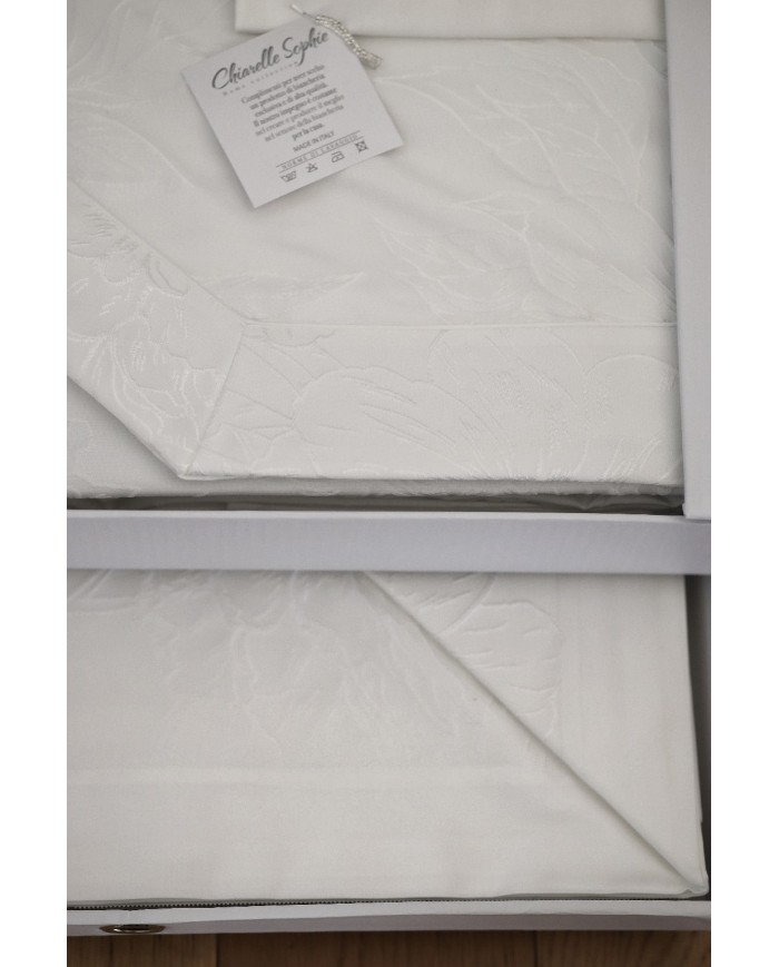 Coordinato matrimoniale Copriletto e Completo lenzuola Sophie Chiarelle art. Serena