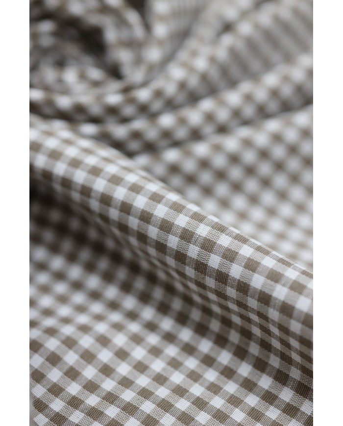 Tessuto al metro a quadretti piccoli cotone altezza 280 - TORTORA