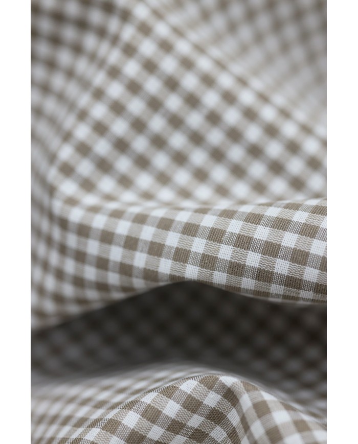 Tessuto al metro a quadretti piccoli cotone altezza 280 - TORTORA