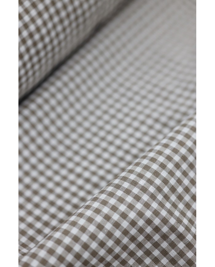 Tessuto al metro a quadretti piccoli cotone altezza 280 - TORTORA