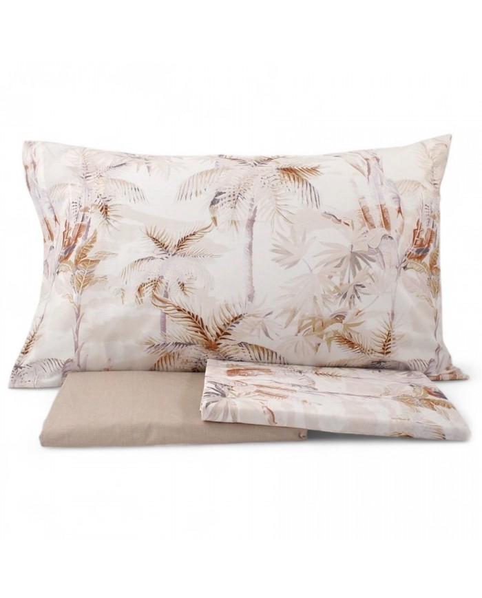 Completo lenzuola matrimoniale Zucchi in percalle di cotone art. Palm Tree