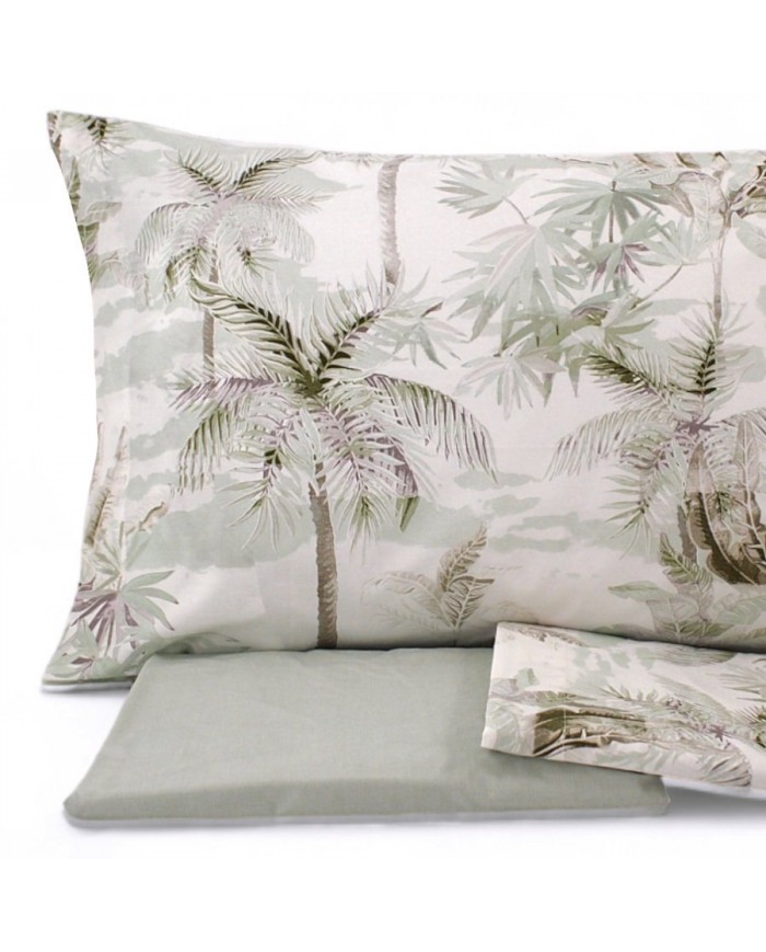 Completo lenzuola matrimoniale Zucchi in percalle di cotone art. Palm Tree
