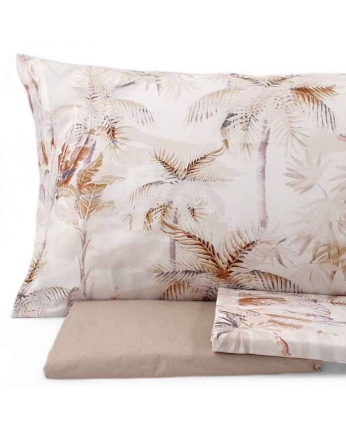 Completo lenzuola matrimoniale Zucchi in percalle di cotone art. Palm Tree