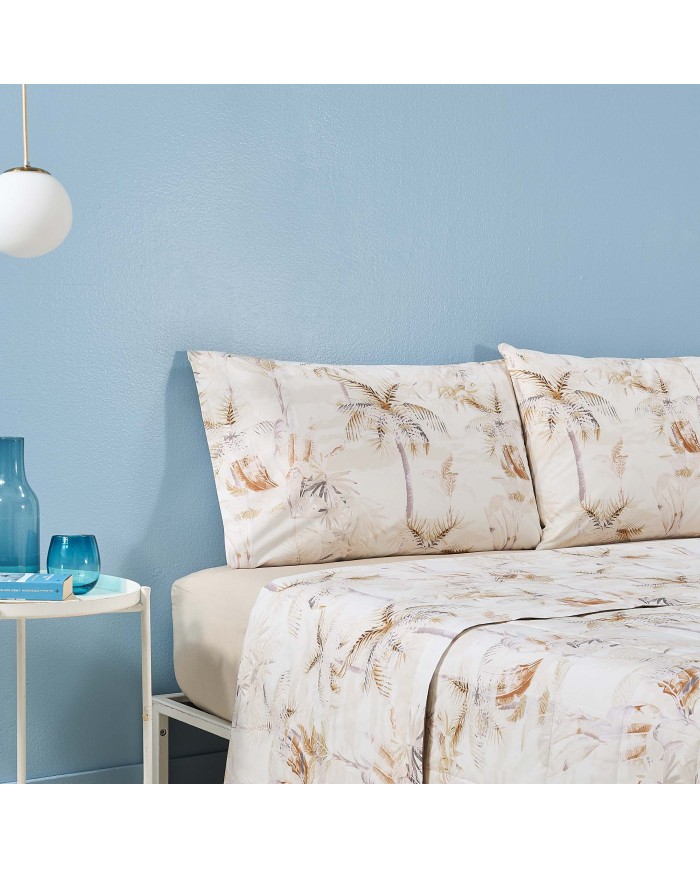 Completo lenzuola matrimoniale Zucchi in percalle di cotone art. Palm Tree
