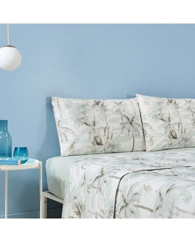 Completo lenzuola matrimoniale Zucchi in percalle di cotone art. Palm Tree