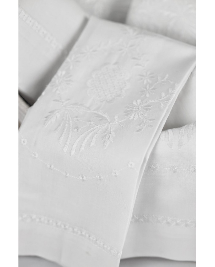 Set 3 asciugamani viso + 3 ospite puro cotone ricamati art. 6164