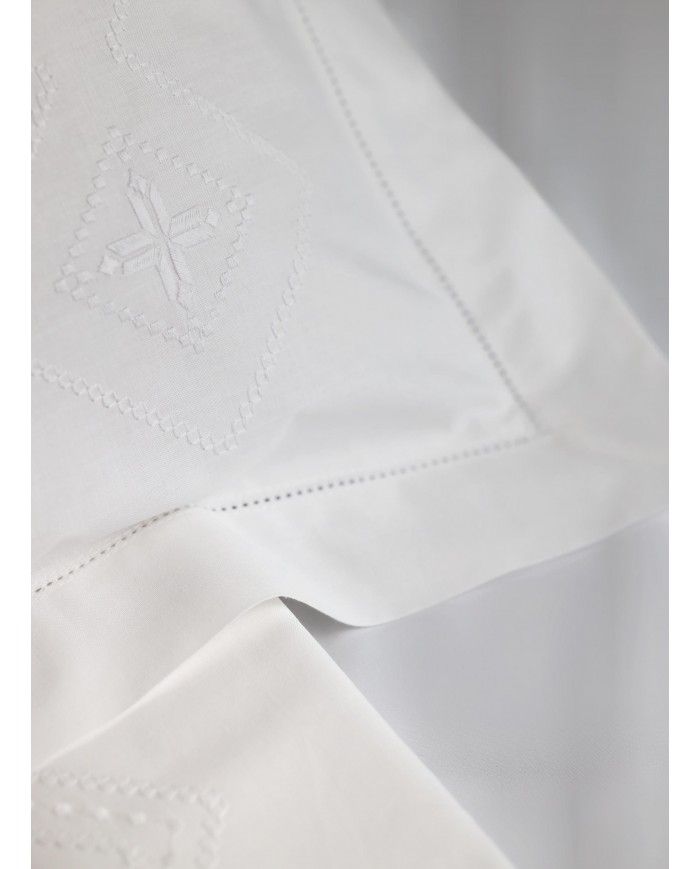 Parure lenzuola matrimoniali ricamate in puro cotone art 8687