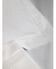 Parure lenzuola matrimoniali ricamate in puro cotone art 8687