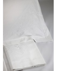Parure lenzuola matrimoniali ricamate in puro cotone art 8687