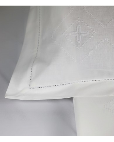 Parure lenzuola matrimoniali ricamate in puro cotone art 8687