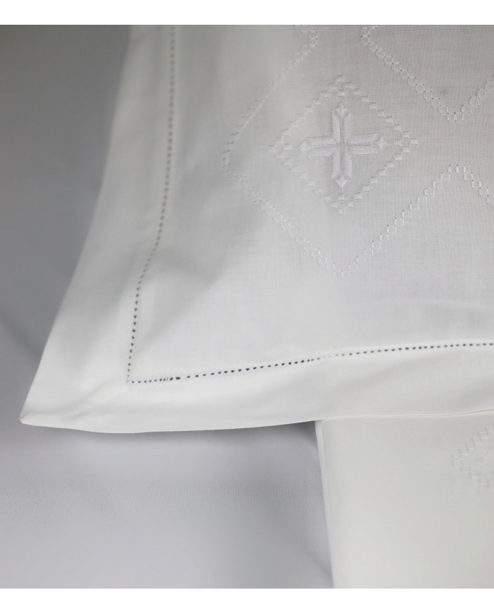 Parure lenzuola matrimoniali ricamate in puro cotone art 8687