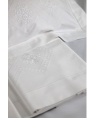 Parure lenzuola matrimoniali ricamate in puro cotone art 8687
