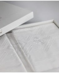 Parure lenzuola matrimoniali ricamate in puro cotone art 8687