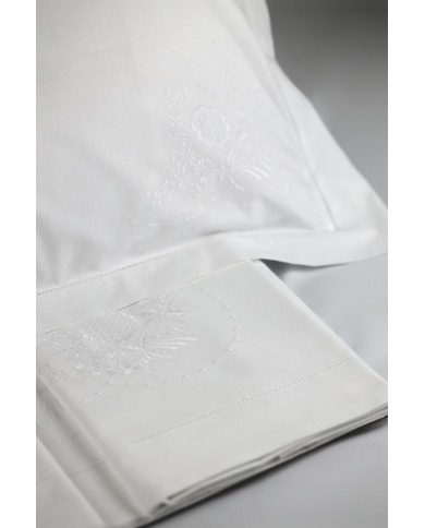 Parure lenzuola matrimoniali ricamate in puro cotone art 6164