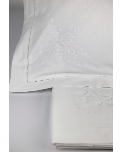 Parure lenzuola matrimoniali ricamate in puro cotone art 6164