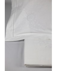 Parure lenzuola matrimoniali ricamate in puro cotone art 6164