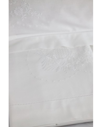 Parure lenzuola matrimoniali ricamate in puro cotone art 6164