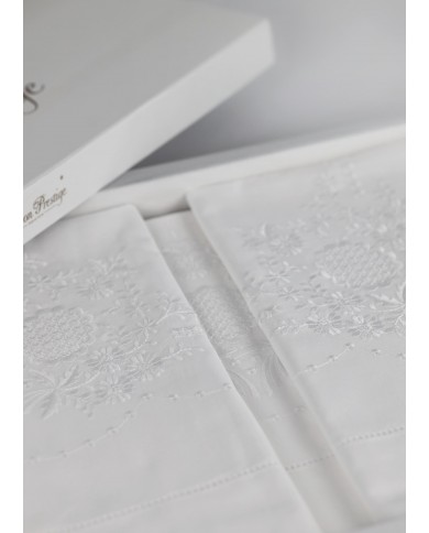 Parure lenzuola matrimoniali ricamate in puro cotone art 6164